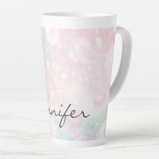 Glam Pink Glitter Pastel Girly Pattern Latte Mok (Rechterhoek)
