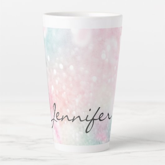 Glam Pink Glitter Pastel Girly Pattern Latte Mok (Voorkant)