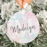 Glam Pink Glitter Pastel Girly Pattern Ornament<br><div class="desc">U kunt dit  roze handvat glitter patroon eenvoudig personaliseren met uw eigen naam en/of monogram.</div>