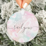 Glam Pink Glitter Pastel Girly Pattern Ornament<br><div class="desc">U kunt dit  roze handvat glitter patroon eenvoudig personaliseren met uw eigen naam en/of monogram.</div>
