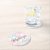 Glam Pink Glitter Pastel Girly Pattern Ronde Kartonnen Onderzetter (Insitu)