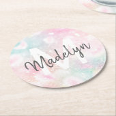 Glam Pink Glitter Pastel Girly Pattern Ronde Kartonnen Onderzetter (Gebogen)