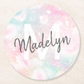 Glam Pink Glitter Pastel Girly Pattern Ronde Kartonnen Onderzetter (Voorkant)