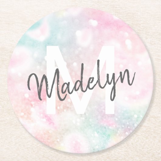 Glam Pink Glitter Pastel Girly Pattern Ronde Kartonnen Onderzetter (Voorkant)