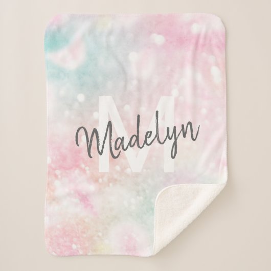 Glam Pink Glitter Pastel Girly Pattern Sherpa Deken (Voorkant)