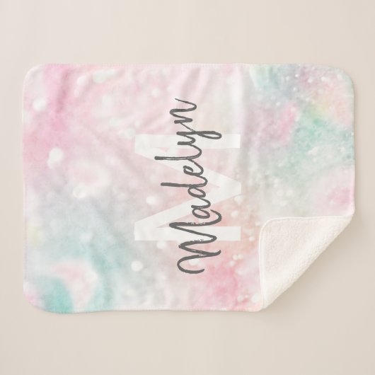 Glam Pink Glitter Pastel Girly Pattern Sherpa Deken (Voorkant (horizontaal))