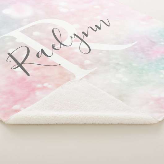 Glam Pink Glitter Pastel Girly Pattern Sherpa Deken (3/4)