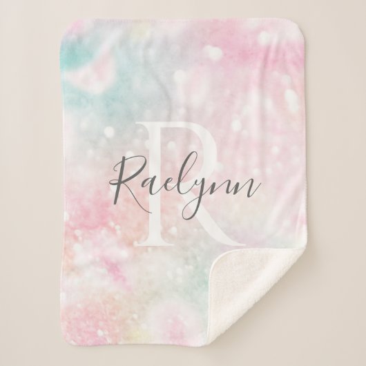 Glam Pink Glitter Pastel Girly Pattern Sherpa Deken (Voorkant)