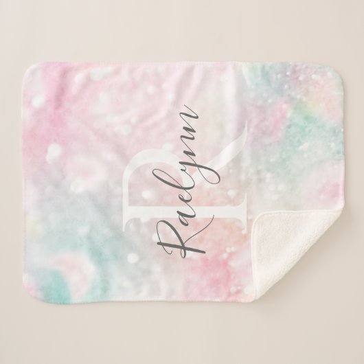 Glam Pink Glitter Pastel Girly Pattern Sherpa Deken (Voorkant (horizontaal))