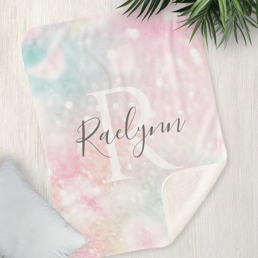 Glam Pink Glitter Pastel Girly Pattern Sherpa Deken