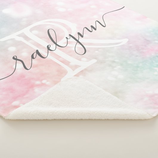 Glam Pink Glitter Pastel Girly Pattern Sherpa Deken (3/4)