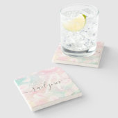 Glam Pink Glitter Pastel Girly Pattern Stenen Onderzetter (Zijkant)