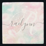 Glam Pink Glitter Pastel Girly Pattern Stenen Onderzetter<br><div class="desc">U kunt dit  roze handvat glitter patroon eenvoudig personaliseren met uw eigen naam en/of monogram.</div>