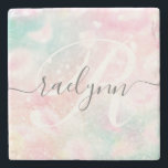 Glam Pink Glitter Pastel Girly Pattern Stenen Onderzetter<br><div class="desc">U kunt dit  roze handvat glitter patroon eenvoudig personaliseren met uw eigen naam en/of monogram.</div>