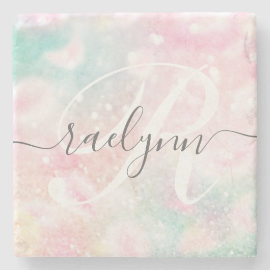 Glam Pink Glitter Pastel Girly Pattern Stenen Onderzetter (Voorkant)