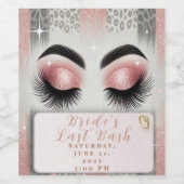 Glam Pink Glitter Wimpers Bachelorette Wijn Etiket (Enkel label)