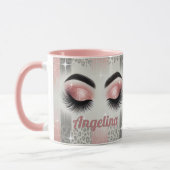 Glam Pink Glitter Wimpers Mok (Links)