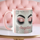 Glam Pink Glitter Wimpers Mok