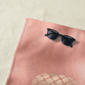 Glam Pink Glitz Gold Pineappels Strandlaken (In situ)