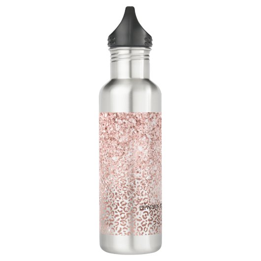 Glam Pink Glitzy Glitter Leopard Printerinspiratie Waterfles (Links)