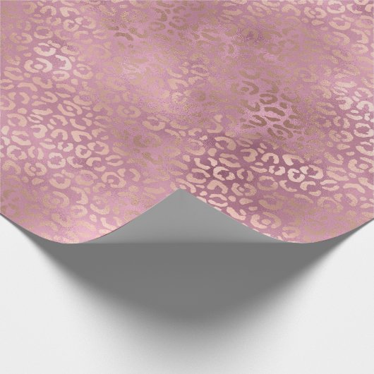 Glam Pink Glitzy Leopard Print Cadeaupapier (Hoek)