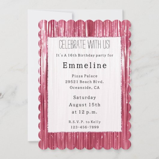 Glam Pink Glitzy Sparkle Stripes Kaart (Voorkant)