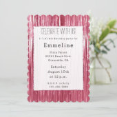 Glam Pink Glitzy Sparkle Stripes Kaart (Staand voorkant)