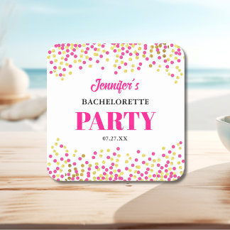 Glam Pink Gold Dots Wedding Bachelorette Party Kartonnen Onderzetters