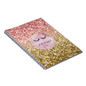 Glam Pink Gold Glitter Black Eyelashes Notitieboek (Rechterzijde)