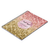 Glam Pink Gold Glitter Black Eyelashes Notitieboek (Linkerzijde)