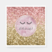 Glam Pink Gold Glitter Black Eyelashes Servet (Voorkant)