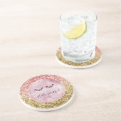 Glam Pink Gold Glitter Black Eyelashes Zandsteen Onderzetter (Zijkant)