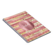 Glam Pink Gold Glitter Stripes Notitieboek (Rechterzijde)