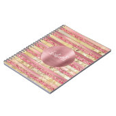 Glam Pink Gold Glitter Stripes Notitieboek (Linkerzijde)