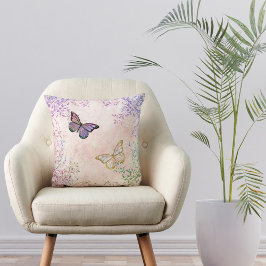 Glam Pink Gold Paarse Butterflies Kussen