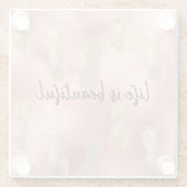 Glam Pink Gold Pineappels Glazen Onderzetter (Achterkant)