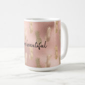 Glam Pink Gold Pineappels Koffiemok (Voorkant rechts)