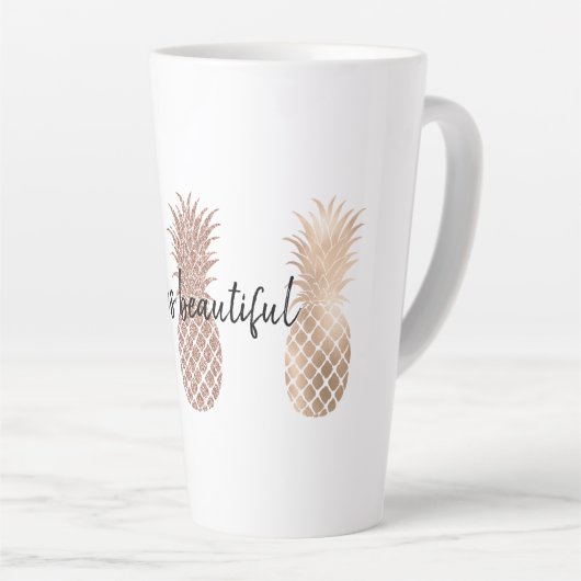 Glam Pink Gold Pineappels Latte Mok (Rechterhoek)