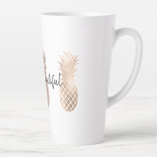 Glam Pink Gold Pineappels Latte Mok (Rechts)