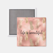 Glam Pink Gold Pineappels Magneet (Voorkant / Achterkant)