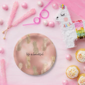 Glam Pink Gold Pineappels Papieren Bordje (Feest)