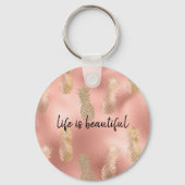 Glam Pink Gold Pineappels Sleutelhanger (Voorkant)