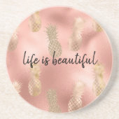 Glam Pink Gold Pineappels Zandsteen Onderzetter (Voorkant)