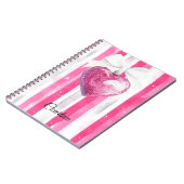 Glam Pink Heart Bow Stripes Notitieboek (Linkerzijde)