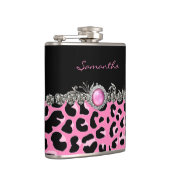 Glam Pink Jaguar Print Custom Flask Heupfles (Rechts)
