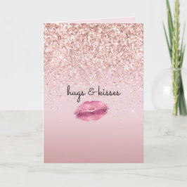 Glam Pink Kiss Lips Blush Glitter Kaart