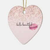 Glam Pink Kiss Lips Blush Glitter Keramisch Ornament (Links)