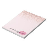 Glam Pink Kiss Lips Blush Glitter Notitieblok (Linkerzijde)