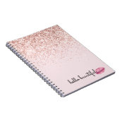 Glam Pink Kiss Lips Blush Glitter Notitieboek (Rechterzijde)