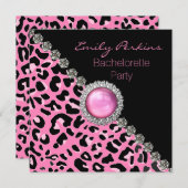 Glam Pink Leopard Bachelorette Party Invitation Kaart (Voorkant / Achterkant)